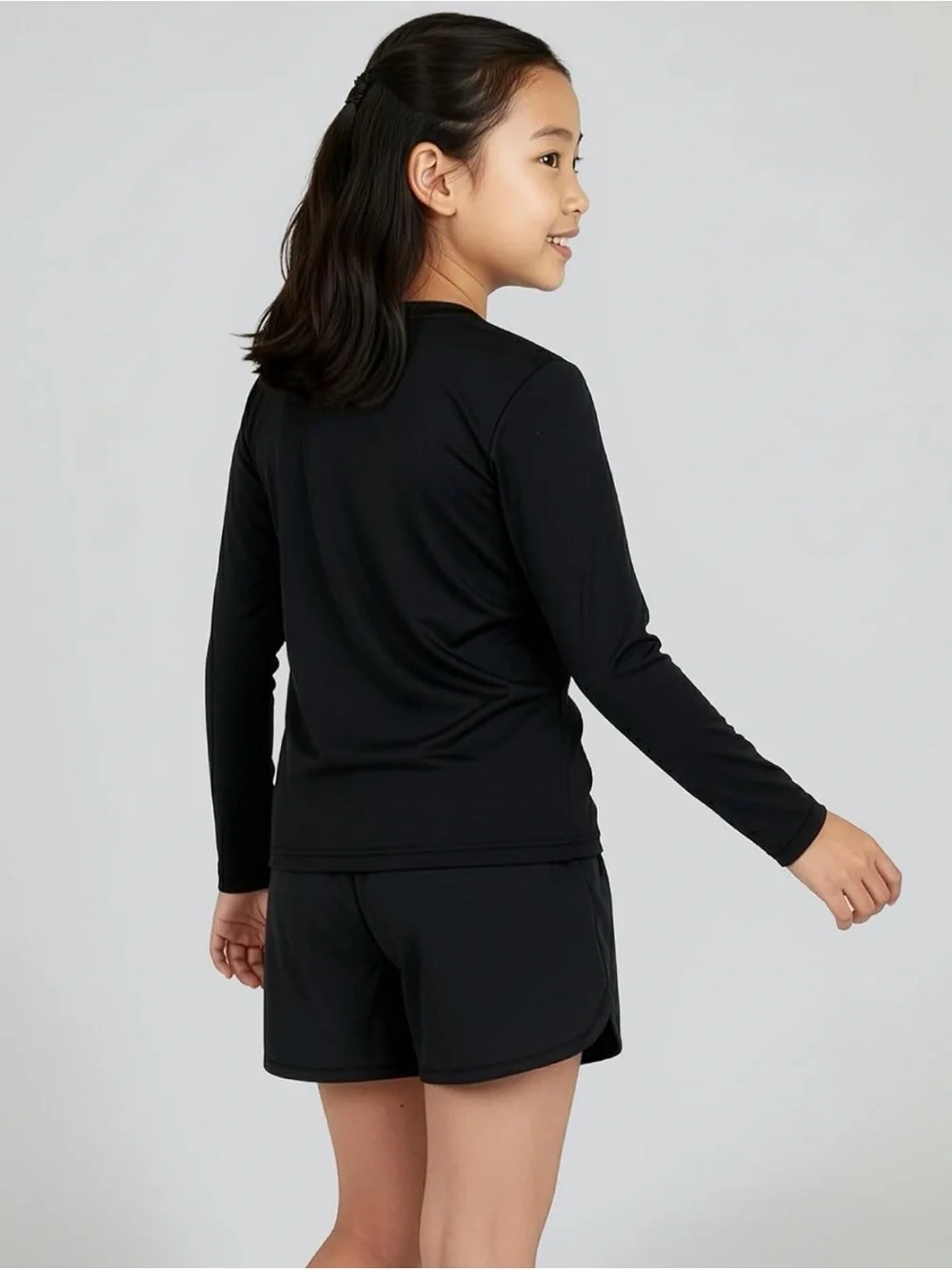 Kids Long Sleeve Crew Neck Tops - Pack of 4 (Pink, Coral, Light Blue, Black)